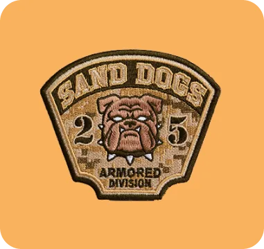 custom patch of sand dogs with orange background