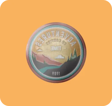 custom patch with a mountain and orange background