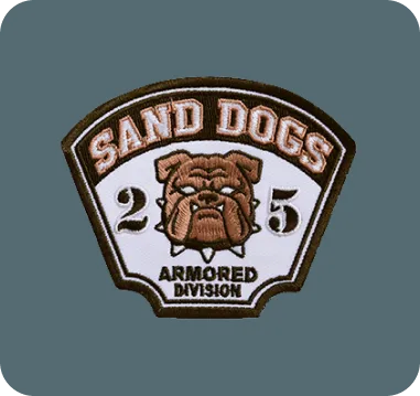 custom patch of sand dogs with blue background