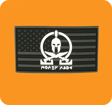 custom patch of US flag with orange background